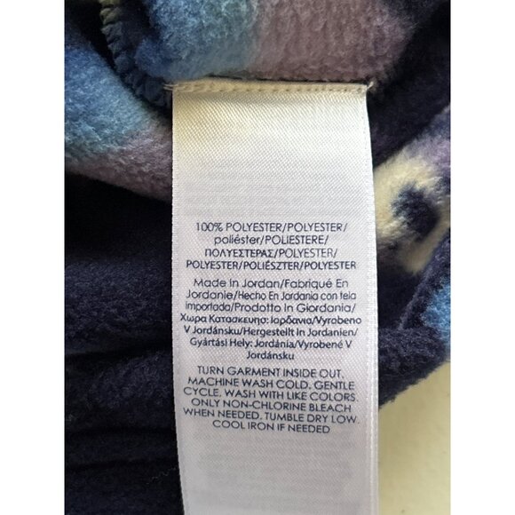 Chaps Womens Aztec Print 1/4 Zip Fleece Pullover Top Medium Navy Blue/Purple - Picture 5 of 7